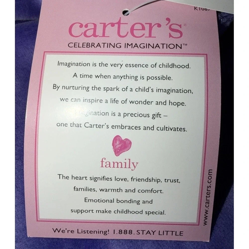 Carter's‎ Vintage Baby Girls Purple Velour Romper 9-12 Months Embroidered Lamb